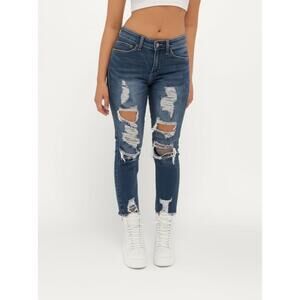 Hollister Womens Jeans W26 L24 Medium Blue Curvy High-Rise Distressed